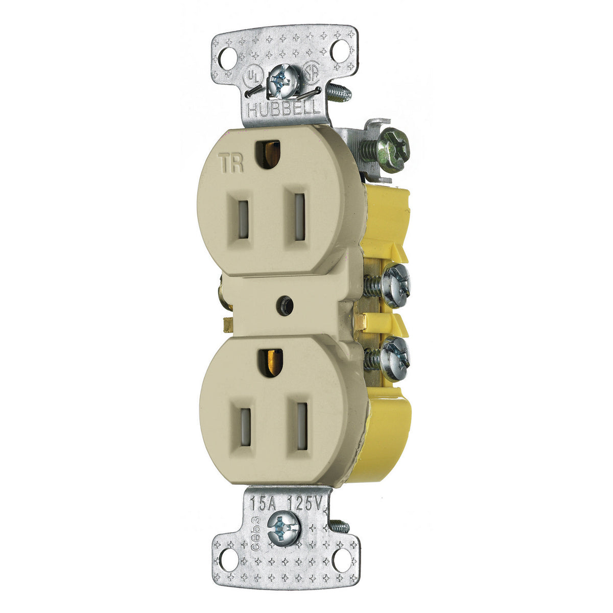 Hubbell RR15SITR Wiring Device-Kellems 1-Phase Duplex Standard Traditional Tamper-Resistant Screw Mount 125 VAC 15 A 5-15R