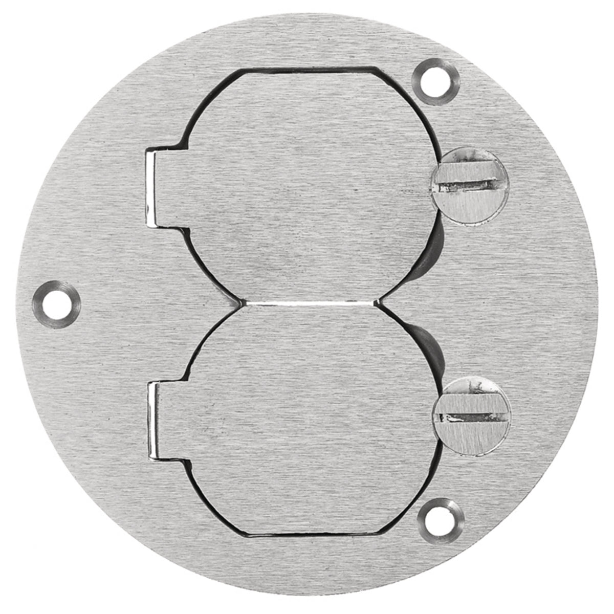 Hubbell SA3925 HUBBELL ROUND ALUMINUM FLR BOX CVR(DPLX FLAP) 78358513350