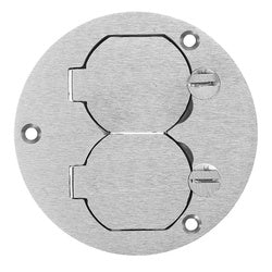 Hubbell SA3925 HUBBELL ROUND ALUMINUM FLR BOX CVR(DPLX FLAP) 78358513350