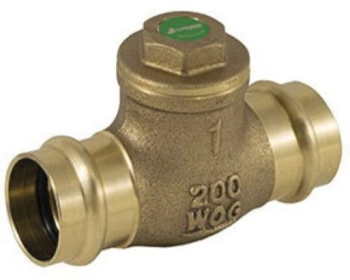 Jomar Valve 105-003G P-501G 1-Piece Horizontal Swing Check Valve, 1/2 in, Press, 125 lb, Cast Brass Body