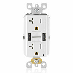 Leviton GUSB2-W GFCI Combo USB Charger