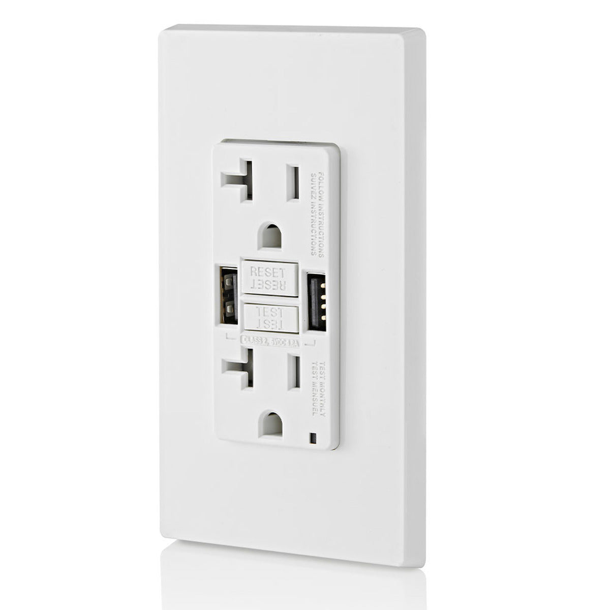 Leviton GUSB2-W GFCI Combo USB Charger