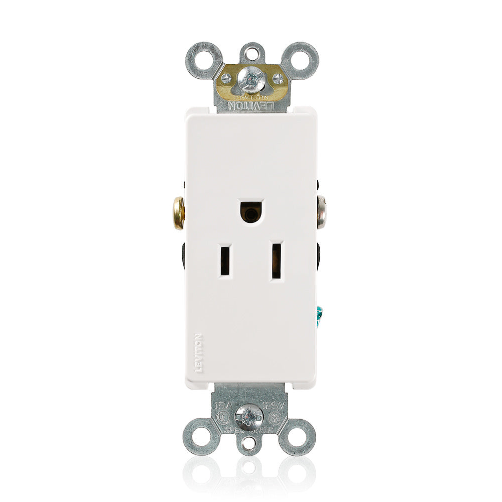 Leviton 16251-W Decora Plus Single Receptacle 15 Amp 125 Volt NEMA 5-15R