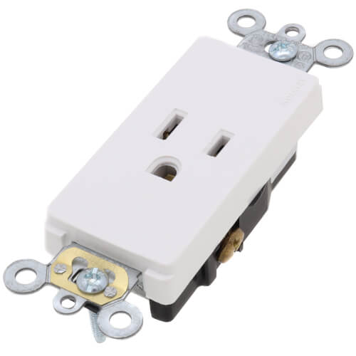 Leviton 16251-W Decora Plus Single Receptacle 15 Amp 125 Volt NEMA 5-15R