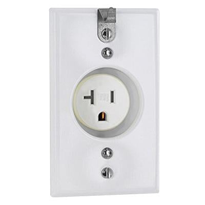 Leviton T5020-CHW Tamper-Resistant Recessed Clock Hanger Single Receptacle 20 Amp 125 Volt NEMA 5-20R