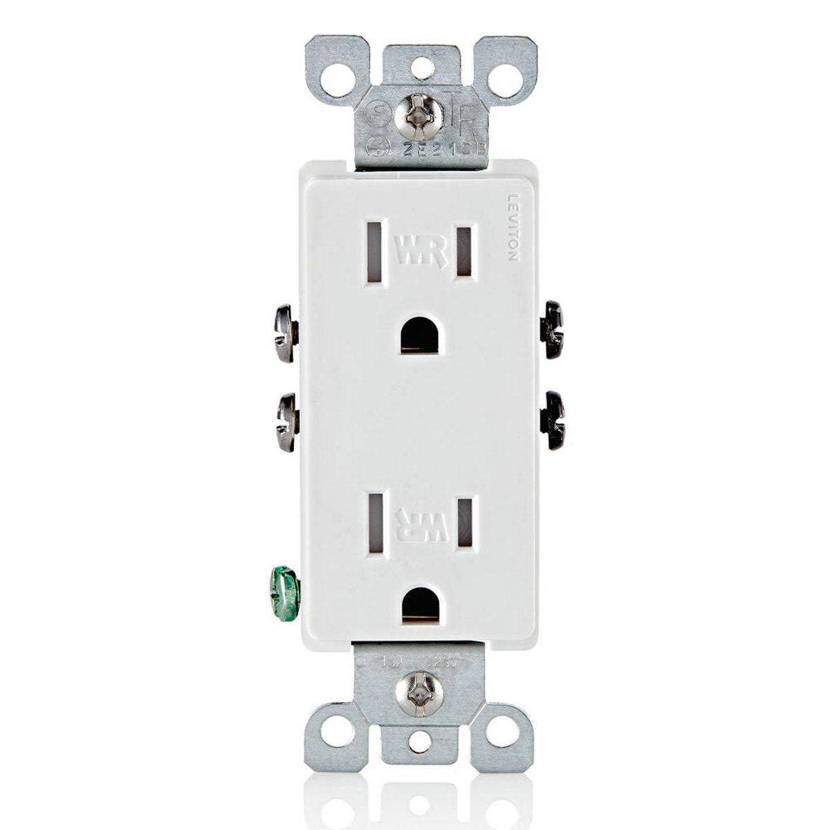 Leviton W5325-T0W Decora WR/TR 15A Duplex Receptacle WH