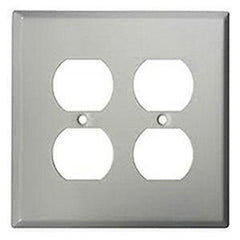 Mulberry 97102 Standard Receptacle Wallplate, 2 Gangs, 4.5 in H x 4.562 in W, 430 Stainless Steel