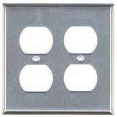 Mulberry 97102 Standard Receptacle Wallplate, 2 Gangs, 4.5 in H x 4.562 in W, 430 Stainless Steel