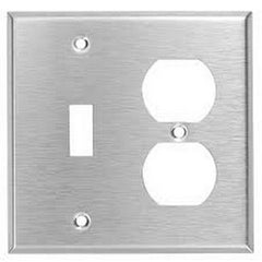 Mulberry 97532 Standard Combination Wallplate, 2 Gangs, 4.5 in H x 4.562 in W, 430 Stainless Steel