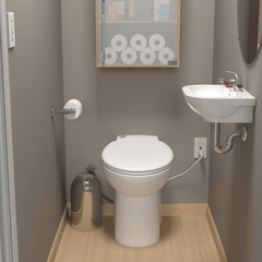 Saniflo 023 SaniCompact One-Piece Toilet, With Built-In Macerator, Dual Flush, 1.28/1.0 GPF