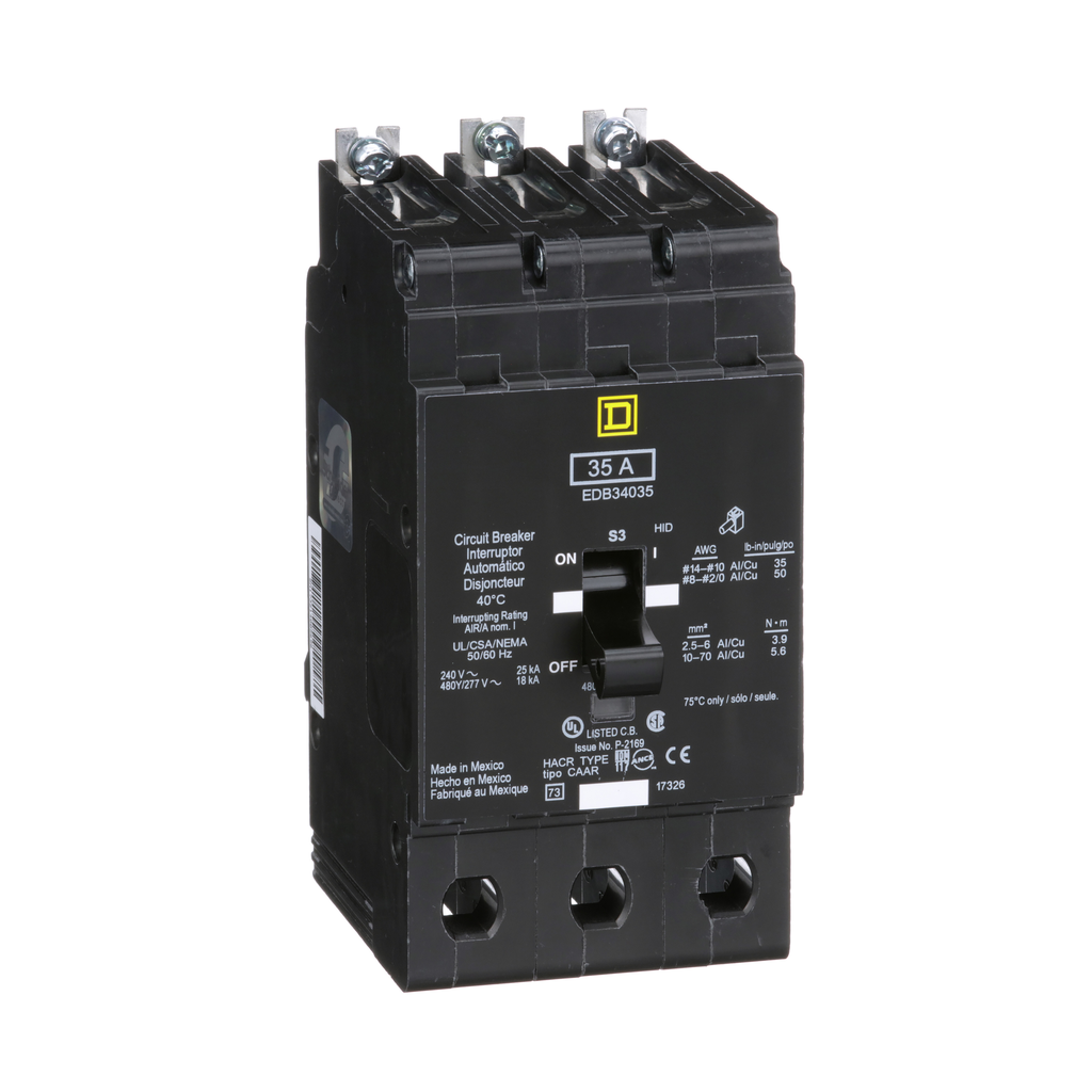 Square D EDB34035 Mini Circuit Breaker 480Y/277 Volt 35 Amp