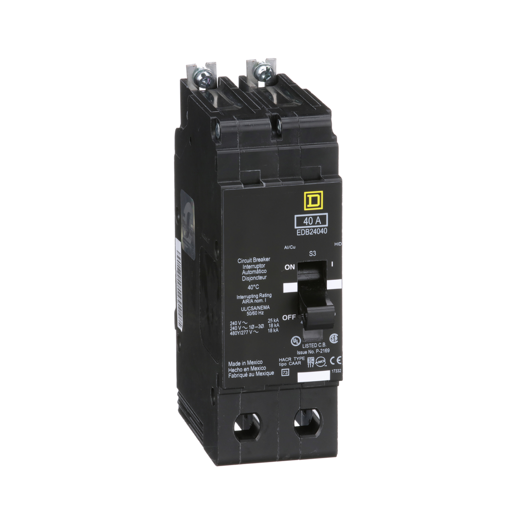 Square D EDB24040 Miniature Circuit Breaker 40 Amp 480Y/277 Volt EDB24040