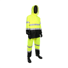 West Chester 4530/L Hi-Vis Yellow Polyester PU Large Rainsuit