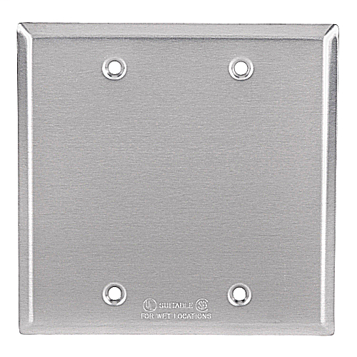 Red Dot 2CCB Two Gang Weatherproof Receptacle Cover, Silver, Blank, Device Mount