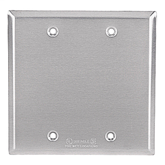 Red Dot 2CCB Two Gang Weatherproof Receptacle Cover, Silver, Blank, Device Mount