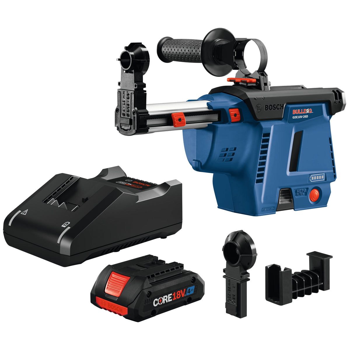 Bosch GDE18V26DB15 Dust Collection Attachment for Bulldog Hammers with 1 4.0 Ah Core Compact Battery