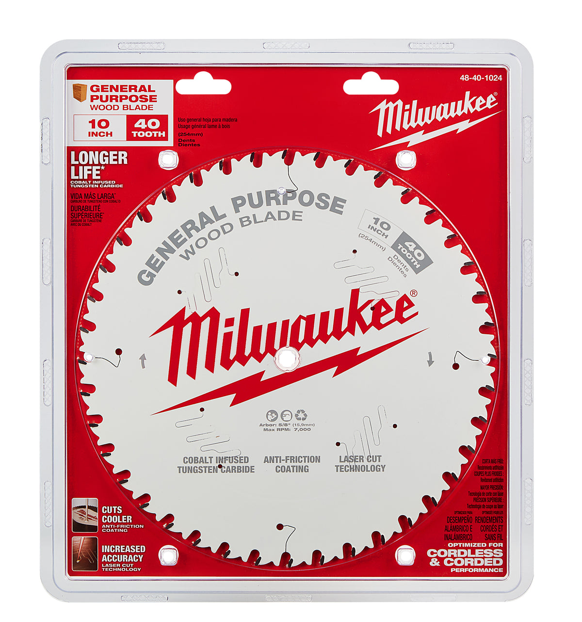 Milwaukee 48401024 40T General Purpose Circular Saw Blade 10 In