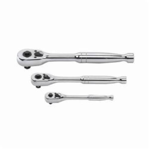 Gearwrench 81310 1/4, 3/8 & 1/2 Drive Pear Head Ratchet Set Full Polish Chrome Finish Various Lengths 45 Gear Teeth