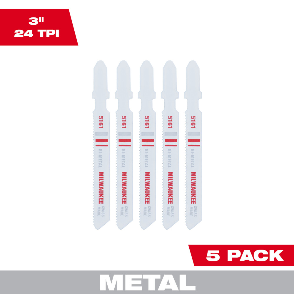 Milwaukee Tool 48-42-5161 3 in 24 TPI Bi-Metal Jig Saw Blades 5PK