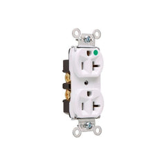 Pass & Seymour 8300HW Hospital Grade Corrosion Resistant Heavy-Duty Compact Design Duplex Receptacle 20 Amp 125 Volt AC NEMA 5-20R Auto Grounding White