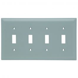 Pass & Seymour TP4GRY 4-Gang Wallplate Toggle Switch Nylon Standard - Gray