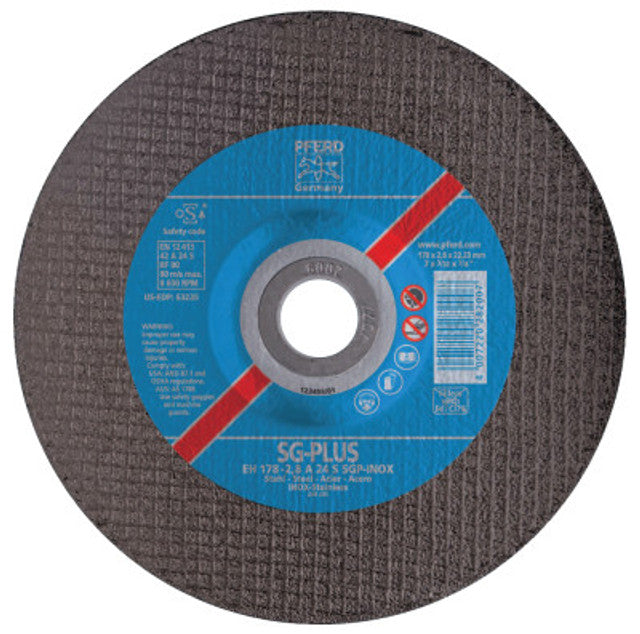 Pferd 69309 Cut-Off Wheel - 3 In Wheel Dia., 0.063 In Wheel Thickness, 3/8 In Center Hole Diameter, 36 Grit, 25000 RPM