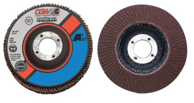 CGW Abrasives 39406 Flap Discs A3 Aluminum Oxide Regular 4 1/2 120 Grit 7/8 Arbor 13,300 rpm T27