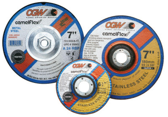 CGW Abrasives 35632 Depressed Center Wheel, Type 27, 6 in Dia, 1/4 in Thick, 24 Grit Alum. Oxide