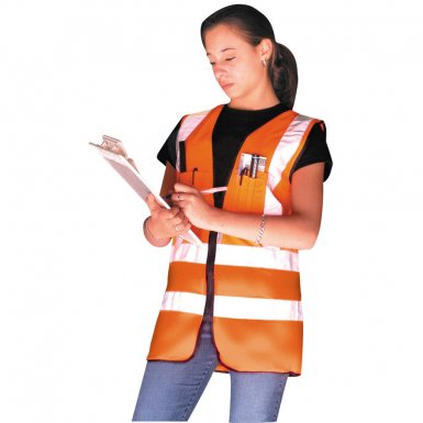 OccuNomix LUX-SSFS-O3X Class 2 Surveyor Style Solid Vests w/3M Scotchlite Reflective Tape