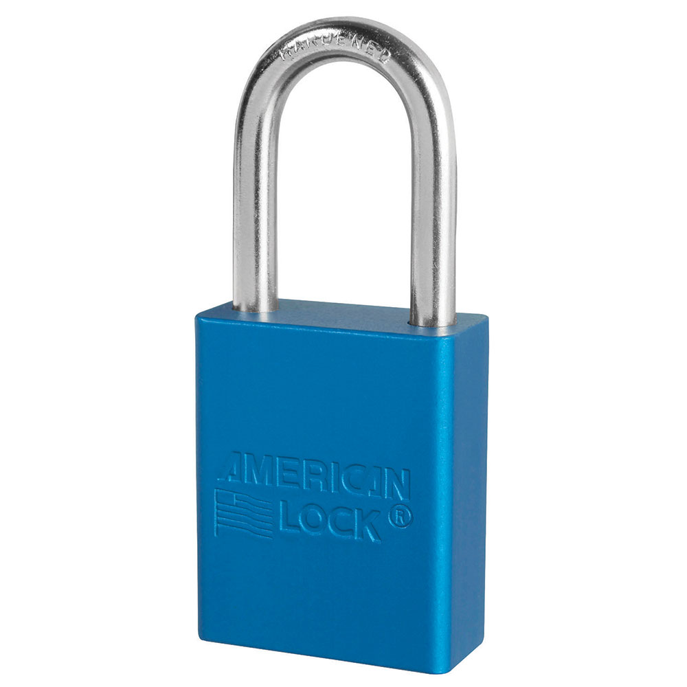 American Lock S1106BLU Aluminum Safety Padlock, 1-1/2W x 1-1/2H Shackle, Blue