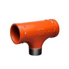 Victaulic FF01029P00 Model 29T Orange Enamel Painted Ductile Iron Reducing Tee, 6 X 6 X 2 IN, Grooved End X Grooved End X MNPT