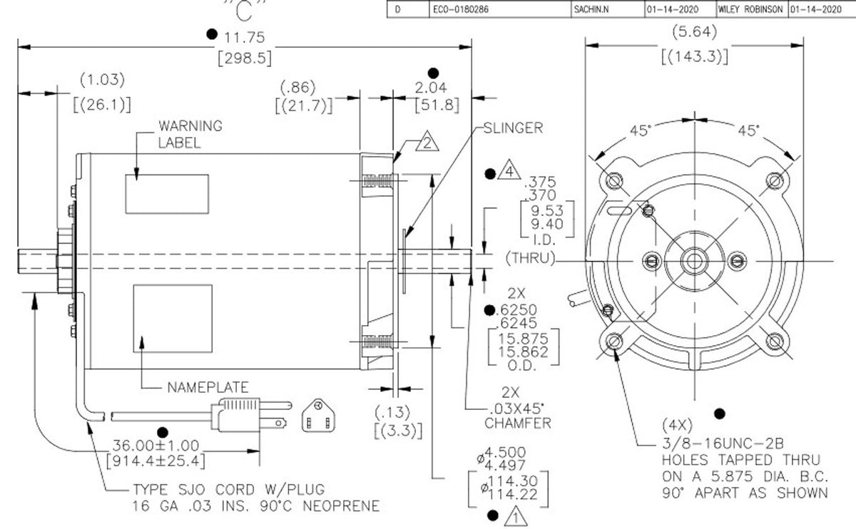 Century F396L 1/4 HP Single Phase Ventilation Motor, UF396L