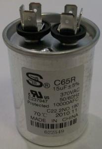 Nortek Global HVAC 01-0026 15 MFD Round Run Capacitor (370V)