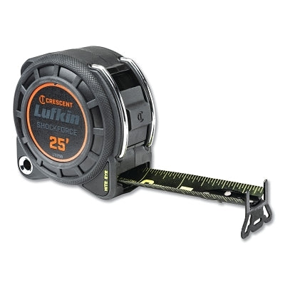 Crescent Lufkin L1125B-02 Shockforce Nite Eye Dual-Sided Tape Measure 25 ft SAE Black Hi-Viz Green Markings Blade