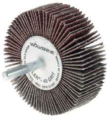 Weiler 30778 Wolverine Coated Abrasive Flap Wheel 40 Grit 2-1/2 inches x 1 inch x 1/4 inch Stem Pack of 10