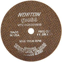 Norton 66243510630 Gemini Type 1 Reinforced Cut-Off Wheel 4 inch dia 0.035 inch Thick 3/8 inch Arbor 60 Grit Aluminum Oxide