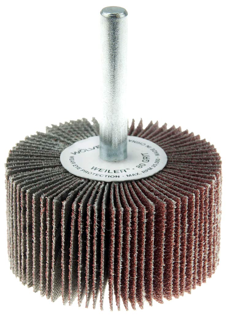 Weiler 30724 Wolverine Coated Abrasive Flap Wheel 80 Grit 2 x 1 x 1/4 Stem Pack of 10