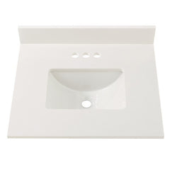 Cahaba CAVT0217 25 in. x 22 in. Winter White Vanity Top with Trough Basin and 4 in. Faucet Spread