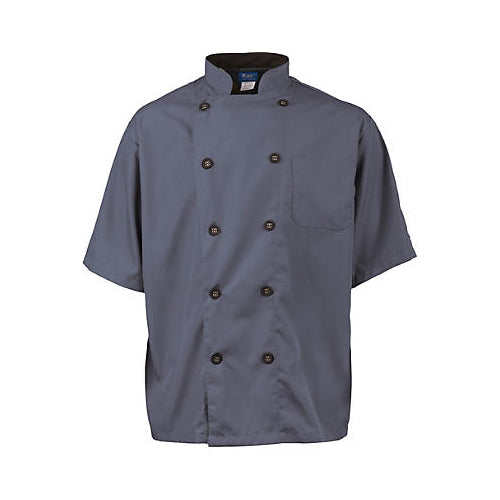 Active Chef Coat Men's Slate/Black Short Sleeve 2124SLBKM for Mavrik