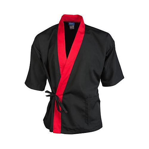 Sushi Chef Coat Black/Red 3/4 Sleeve 2129BKRDXS for Mavrik