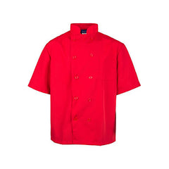 KNG 2578RED2XL Chef Coat Red Short Sleeve for Mavrik