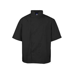 KNG Lg LW Chef Coat Black Short Sleeve for Mavrik 2578BLKL