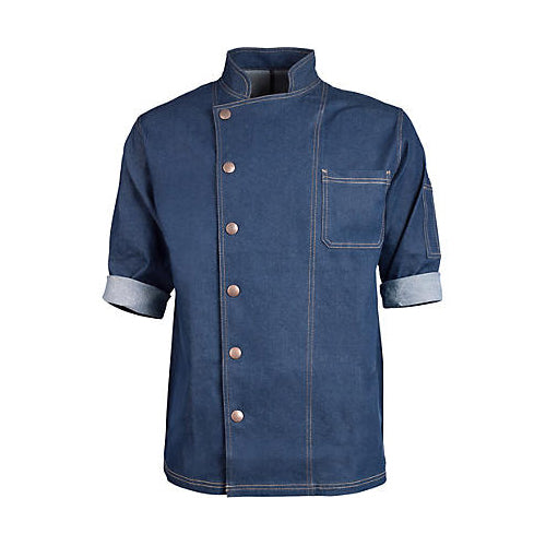 KNG 2938DBL2XL Denim Chef Coat Front Snap for Mavrik