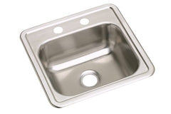 Elkay D-11515 DAYTON D11515-2 SS BAR SINK, 2 HOLE 15X15X5-18 DEEP 23G 2DRAIN