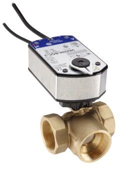 Johnson Controls VG1845FS+938BAA Three-Way Ball Valve with Electric Actuator