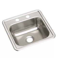 Elkay D-11515 DAYTON D11515-2 SS BAR SINK, 2 HOLE 15X15X5-18 DEEP 23G 2DRAIN