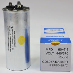 Supco CD60+7.5X440R - ROUND RUN CAPACITOR 60 + 7.5 MFD X 440V CD60+7.5X440R