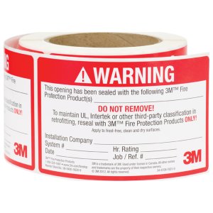 3M WRNGLBL Firestop Identification Label 250 Per Roll