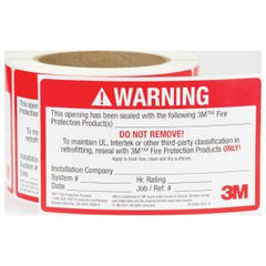 3M WRNGLBL Firestop Identification Label 250 Per Roll