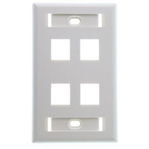 Belden AX102249 KeyConnect Single-Gang Faceplate, 4-Port, Electric White